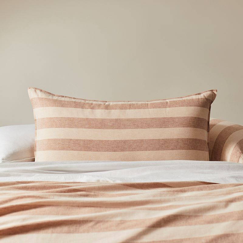 Vintage Washed Linen Cotton Latte Stripe Quilt Cover Set + Separates