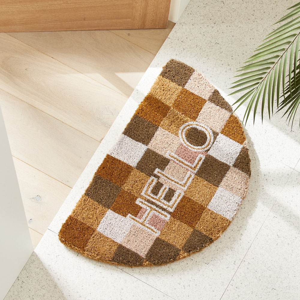 Coir Hello Check Doormat