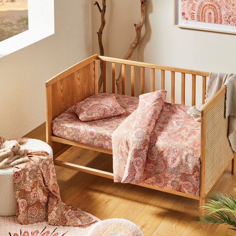 Cungelella Bilabila Pink Clay Cot Quilt Cover Set