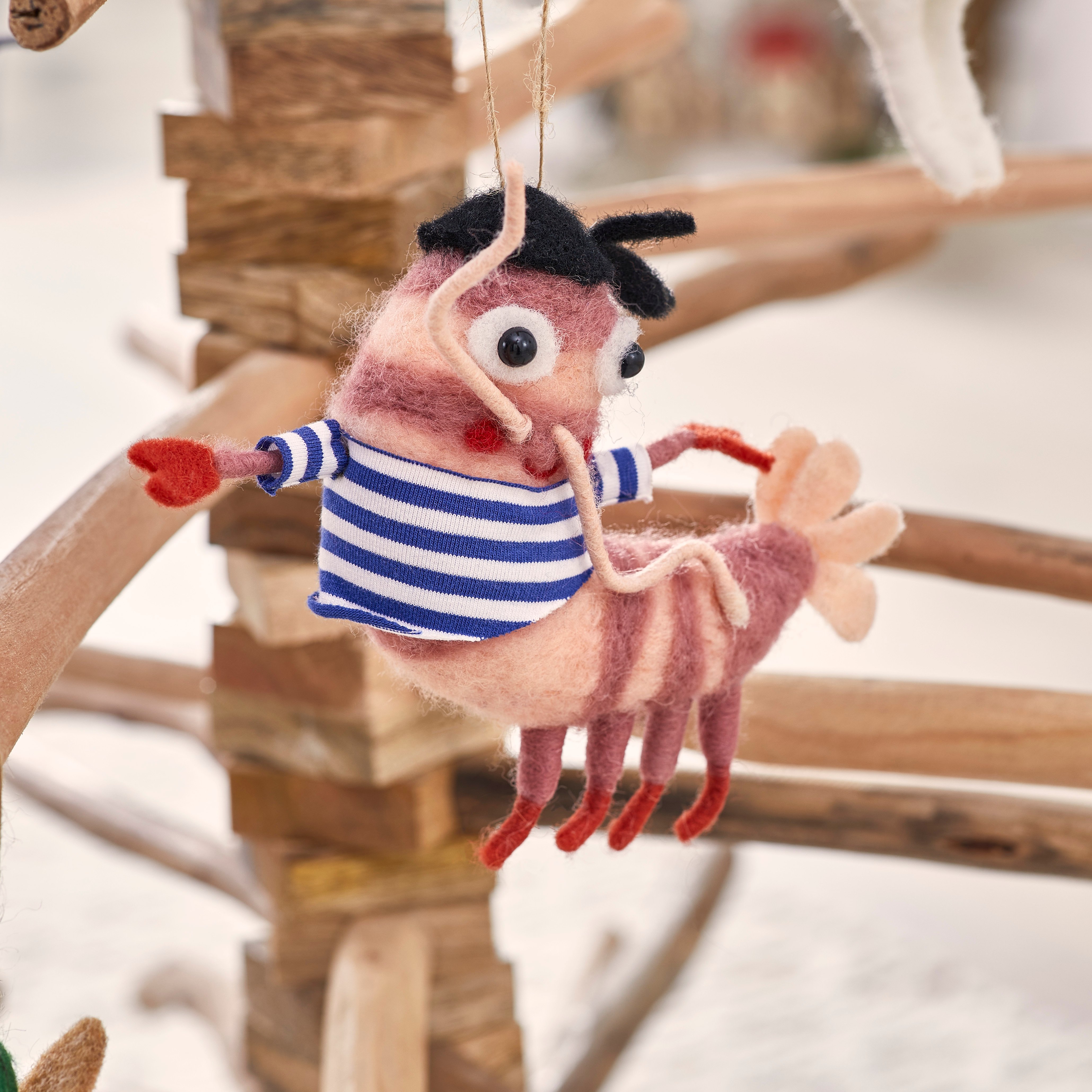 Felted Prawn Pirate Friend