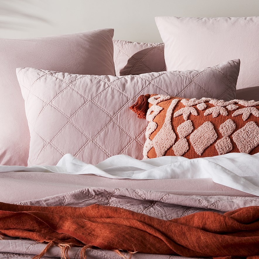 Stonewashed Cotton Violet Quilted Pillowcase