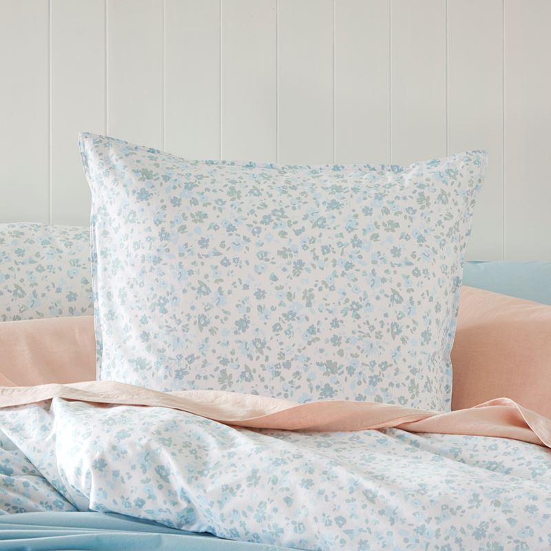Stonewashed Cotton Aquamarine Daisy Quilt Cover Separates