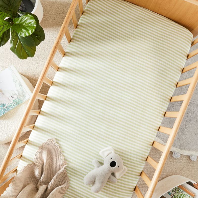 Sacha Stripe Fern Jersey Cot Fitted Sheet Pack of 2