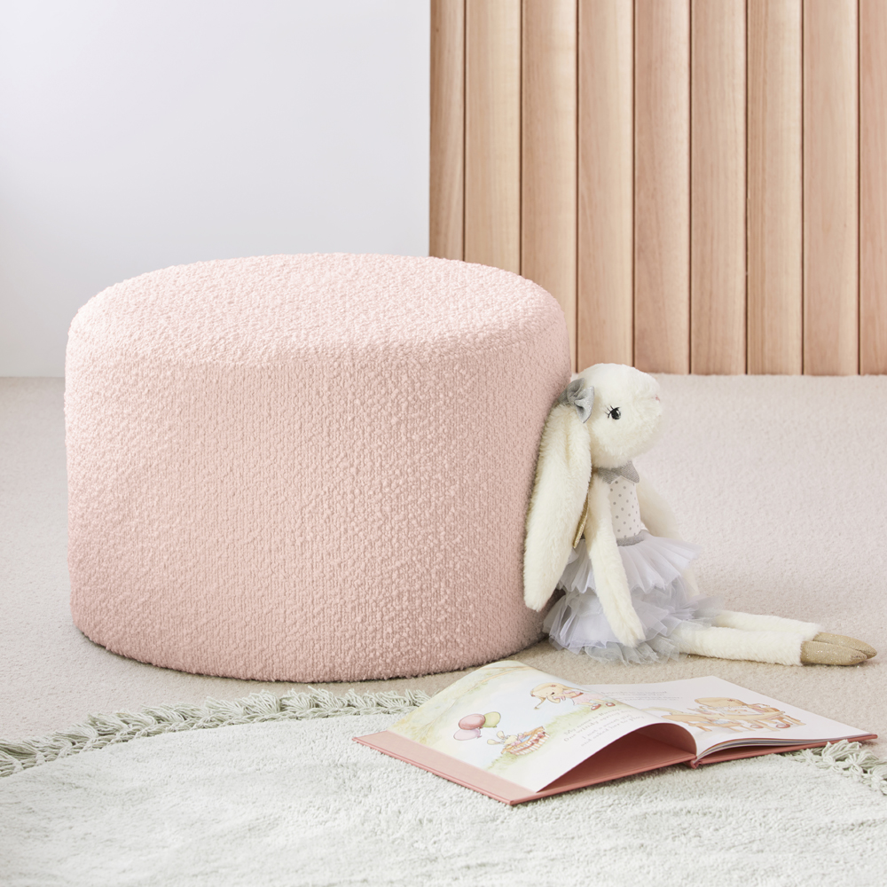 Brady Pink  Boucle Ottoman