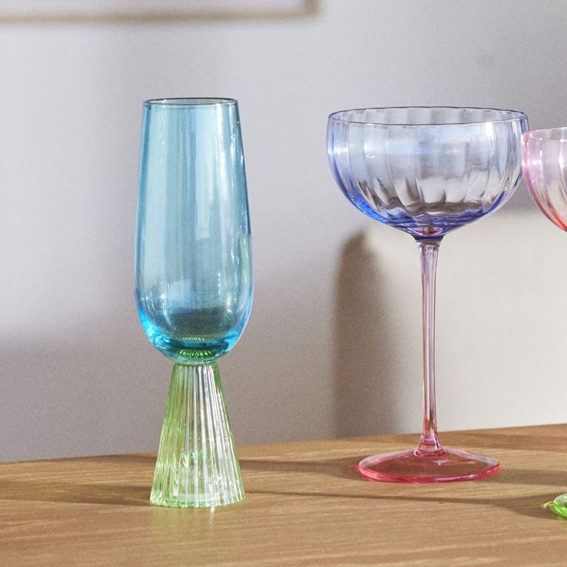 Retro Blue & Green Champagne Flute Pack of 2
