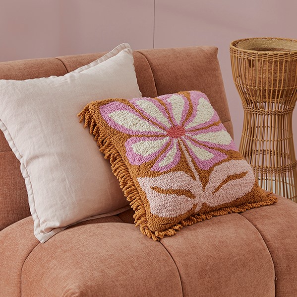 Sunset Flower Brown Cushion
