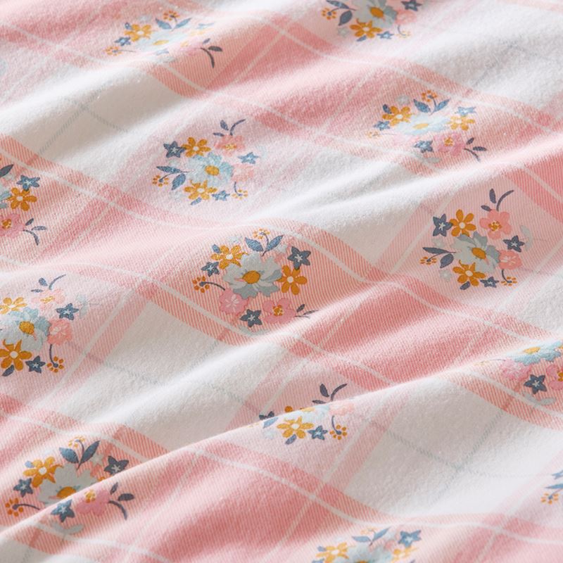 Lottie Vintage Pastel Pink Floral Flannelette Quilt Cover Set