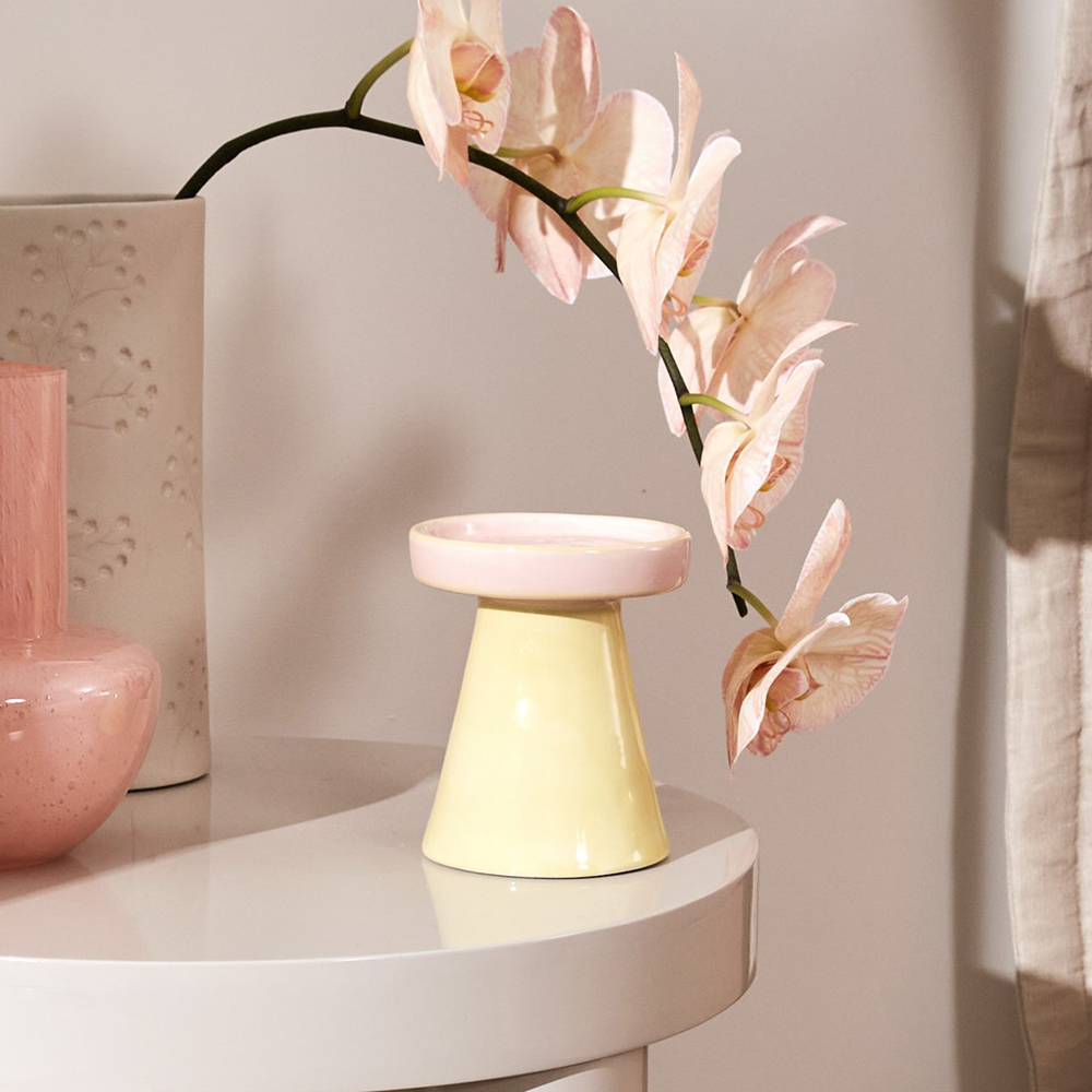 Contrast Yellow & Pink Candle Holder