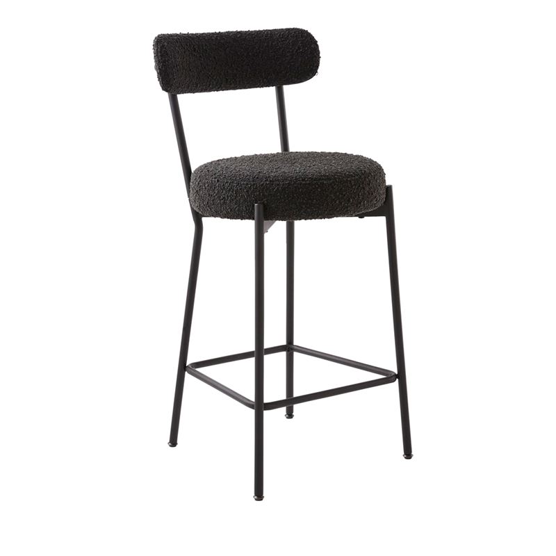 Remi Black Boucle Counter Chair