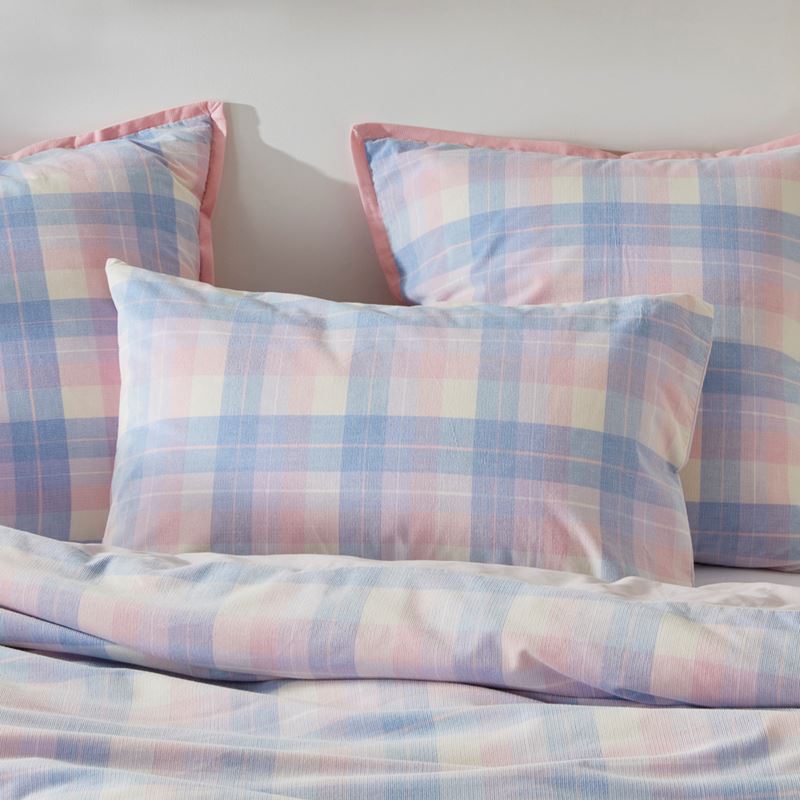 Rylee Blue Check Corduroy Quilt Cover Set + Separates