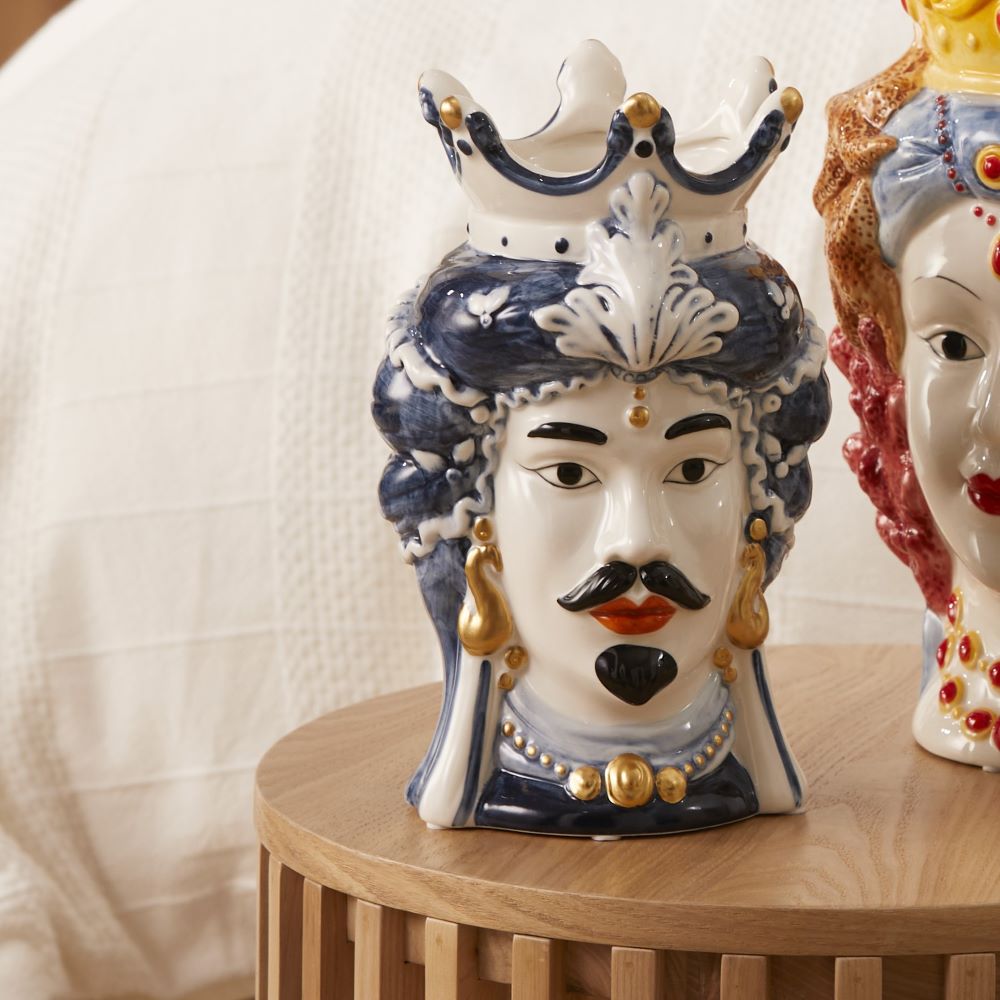 Mondello Head Blue & White Vase