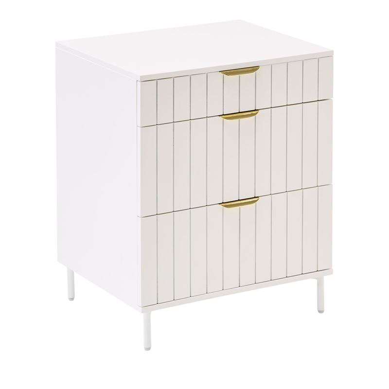 Manhattan White 3 Drawer Side Table