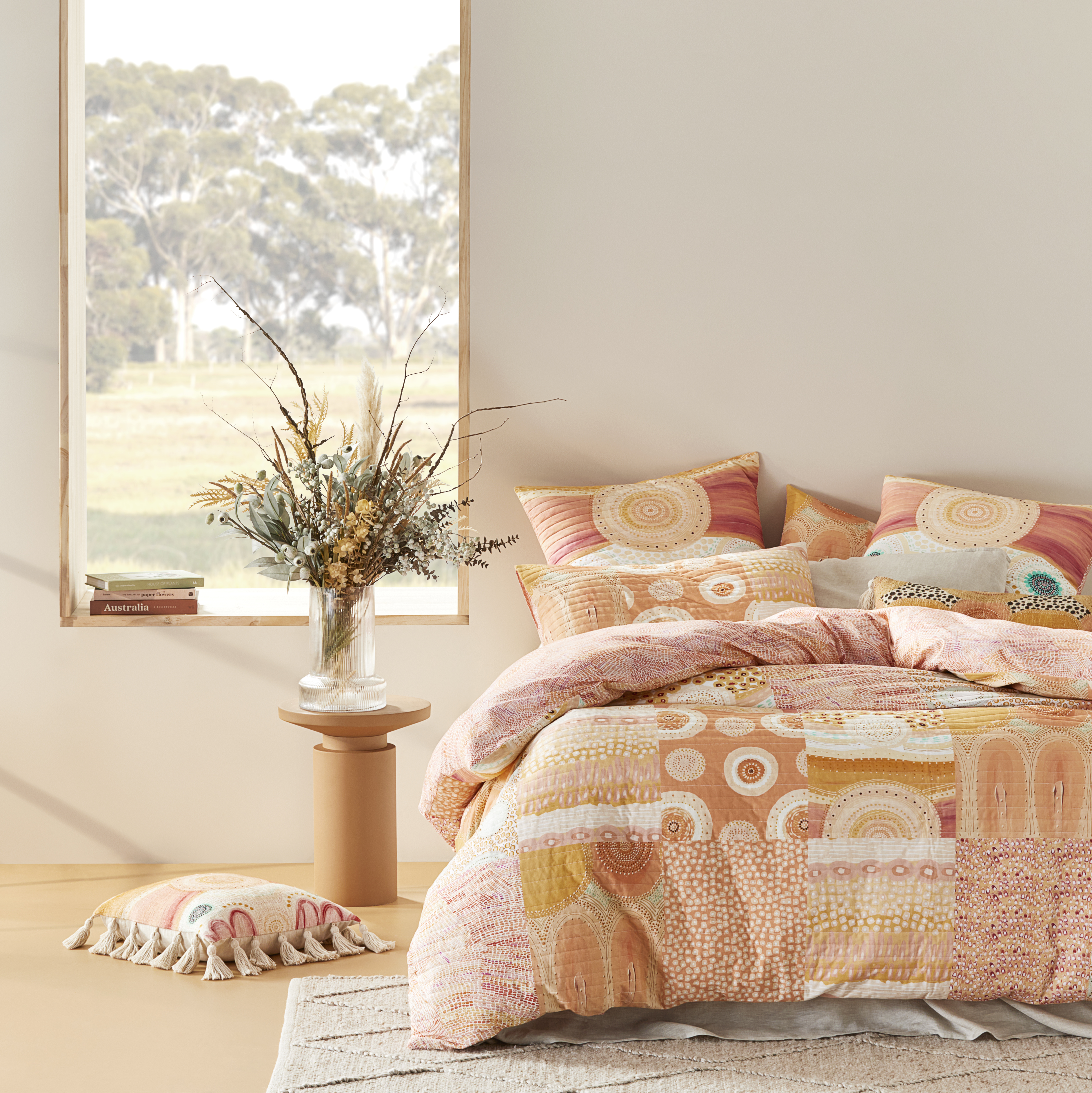 Miimi + Jiinda Jiinda & Gagu Coral Quilted Quilt Cover + Separates