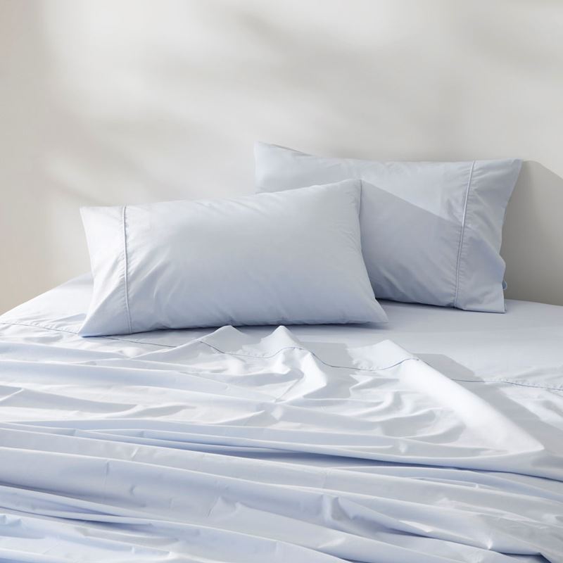 Fresh Cotton Percale Ice Blue Sheet Set