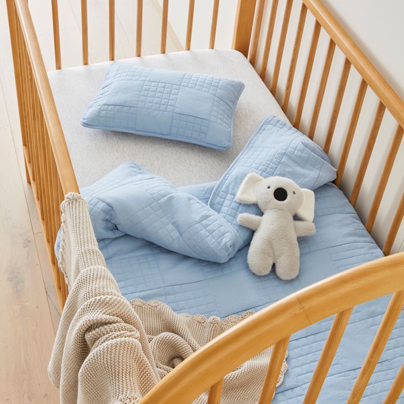 Murphy Powder Blue Quilted Cot Quilt Cover Set
