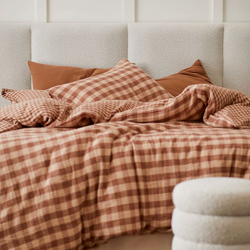 New York Cappuccino Check Quilt Cover Separates