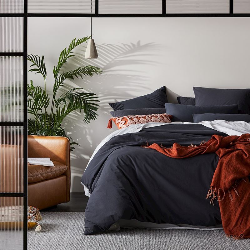 Stonewashed Cotton Charcoal Pillowcase