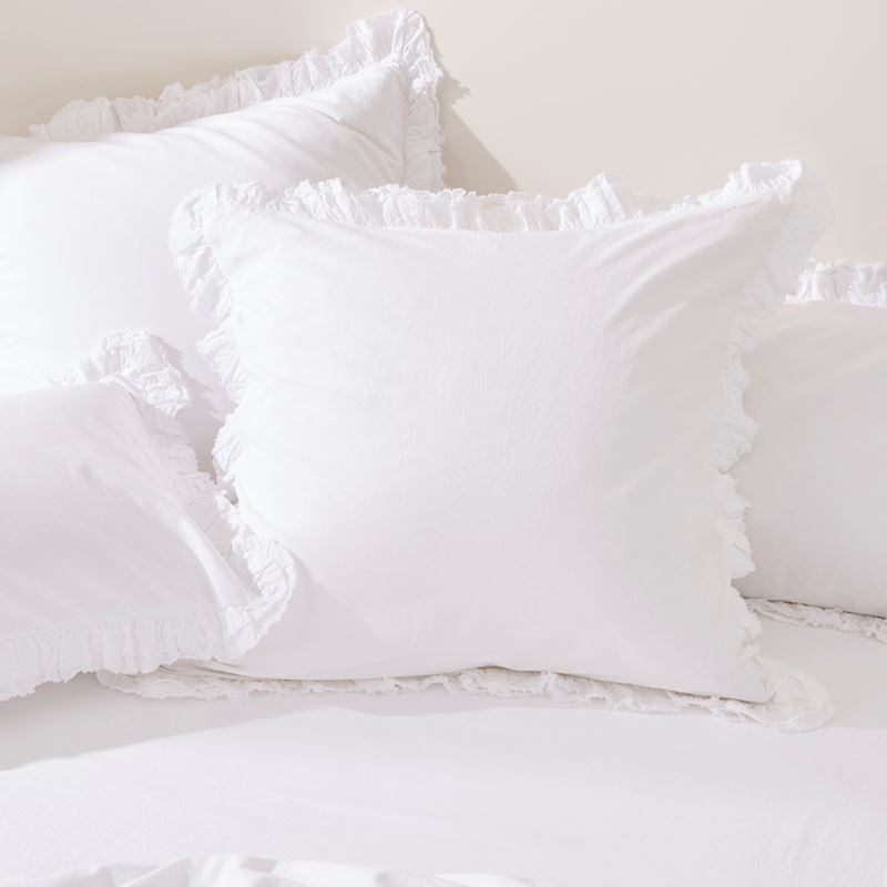 Stonewashed Cotton Ruffle White Quilt Cover Separates