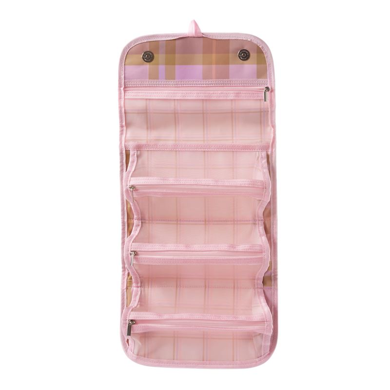 Lilac Check Hanging Cosmetic Bag