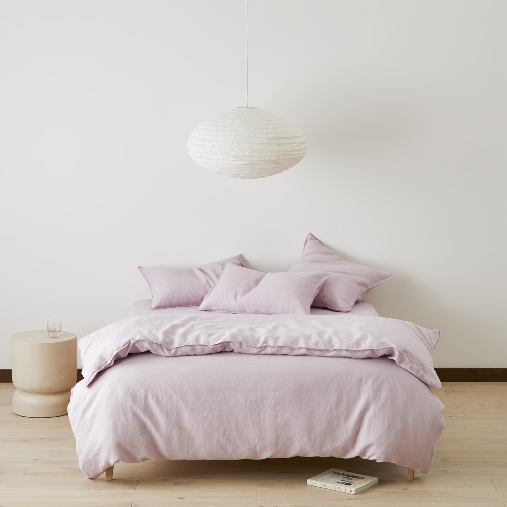 Vintage Washed Linen Mauve Quilt Cover Separates