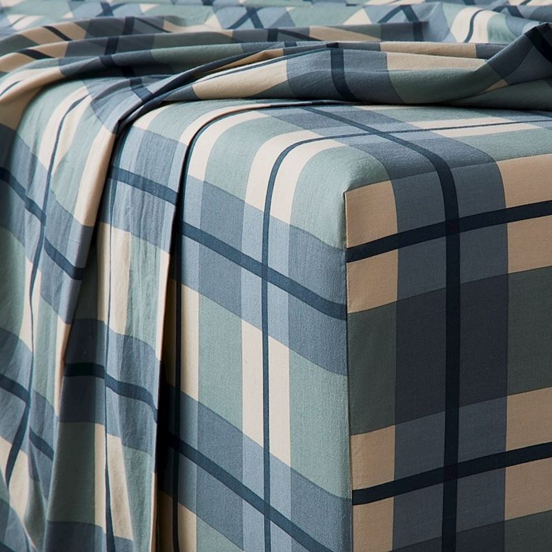 Stonewashed Printed Cotton Ocean Check Sheet Separates