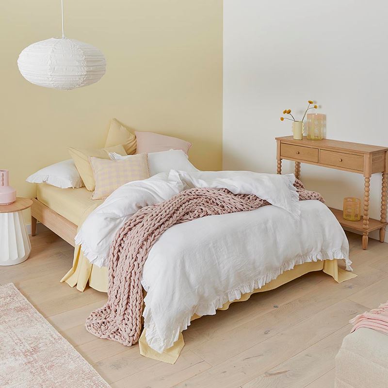 Vintage Washed Linen White Ruffle Quilt Cover Separates