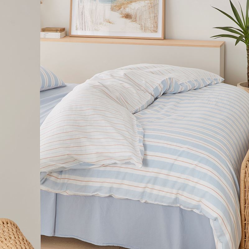 Cove Sky Blue Stripe Quilt Cover Set + Separates