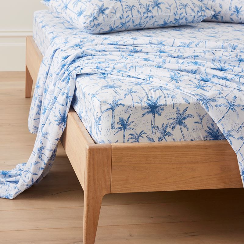 Ocean Palms Blue Printed Sheet Set