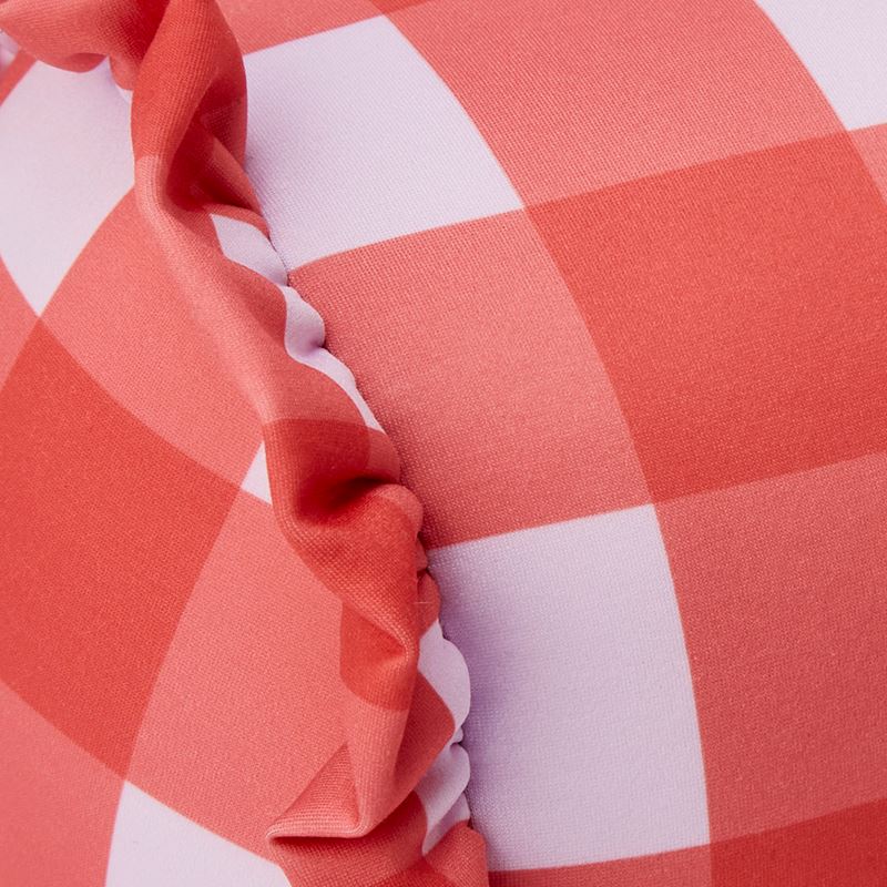 Pink & Red Gingham Cylinder Beach Pillow