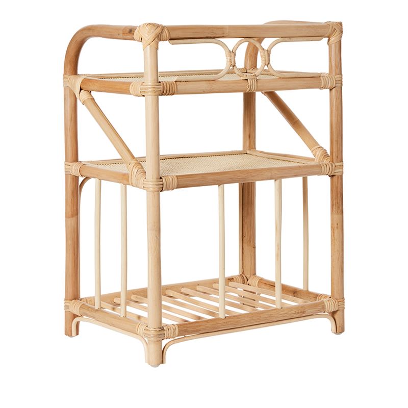 Bahama Rattan Honey Bedside Table 3 Shelf