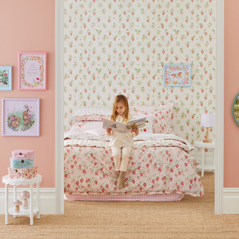 Heirloom Sweet Strawberry Light Pink Quilt Cover Set