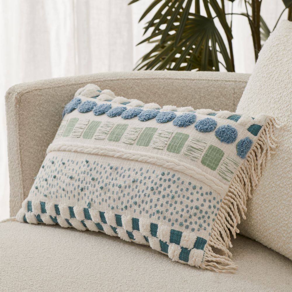 Paloma Green & Blue Tufted Cushion