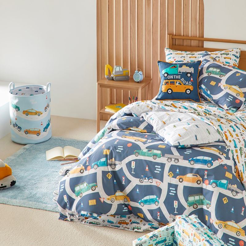 On the Road Steel Blue Quilt Cover Set