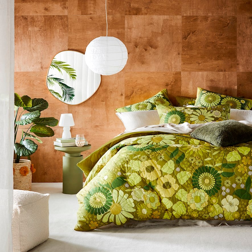 Lime Daisy Quilted Quilt Cover Separates