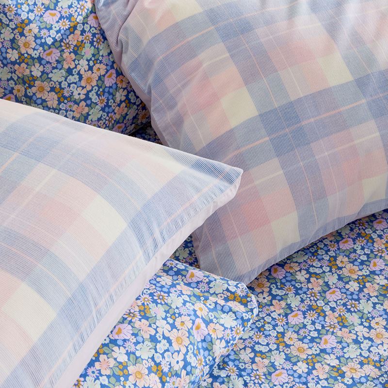 Rylee Blue Check Corduroy Pillowcases