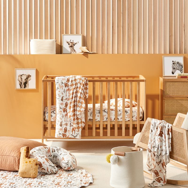 Encyclopedia Animals Neutrals Jersey Quilted Cot Quilt Cover Set