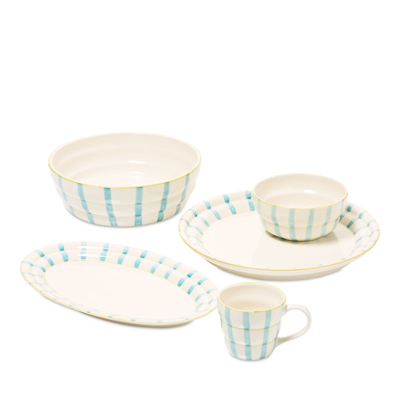 Mediterranean Blue Stripe Oval Platter