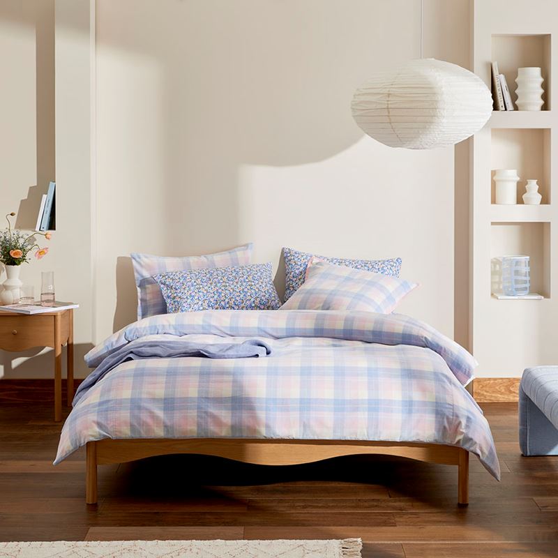 Rylee Blue Check Corduroy Quilt Cover Set + Separates