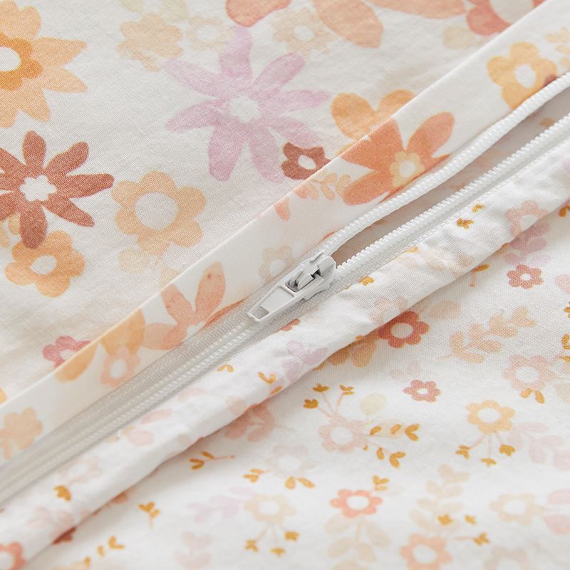 Dahlia Floral Natural Quilted Cot Quilt Cover Set