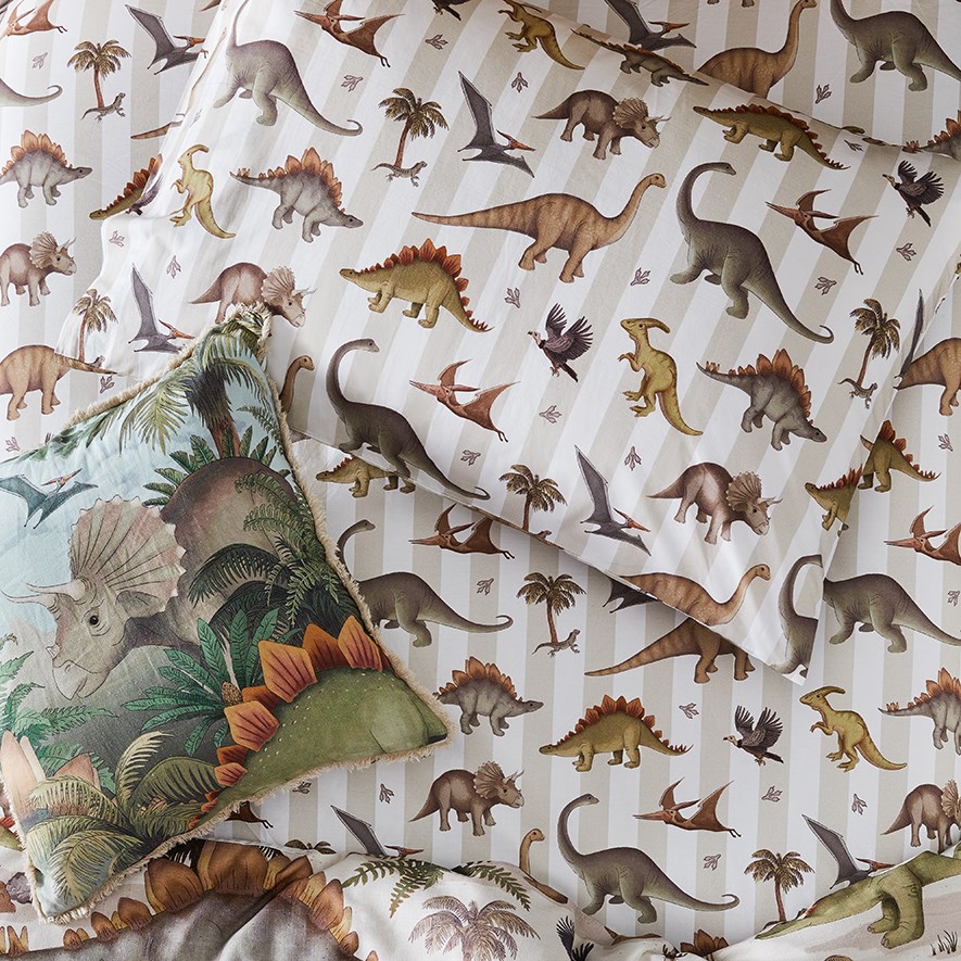 Fleur Harris Prehistorica Stripe Natural & White Fitted Sheet Set