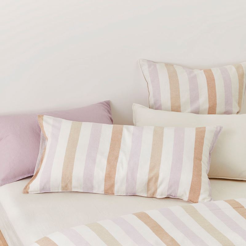Vintage Washed Linen Cotton Lilac Stripe Quilt Cover Set + Separates