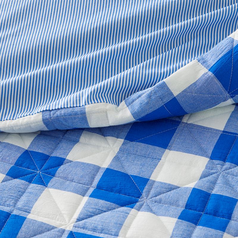 Mickey Gingham Cobalt Quilted Quilt Cover Set