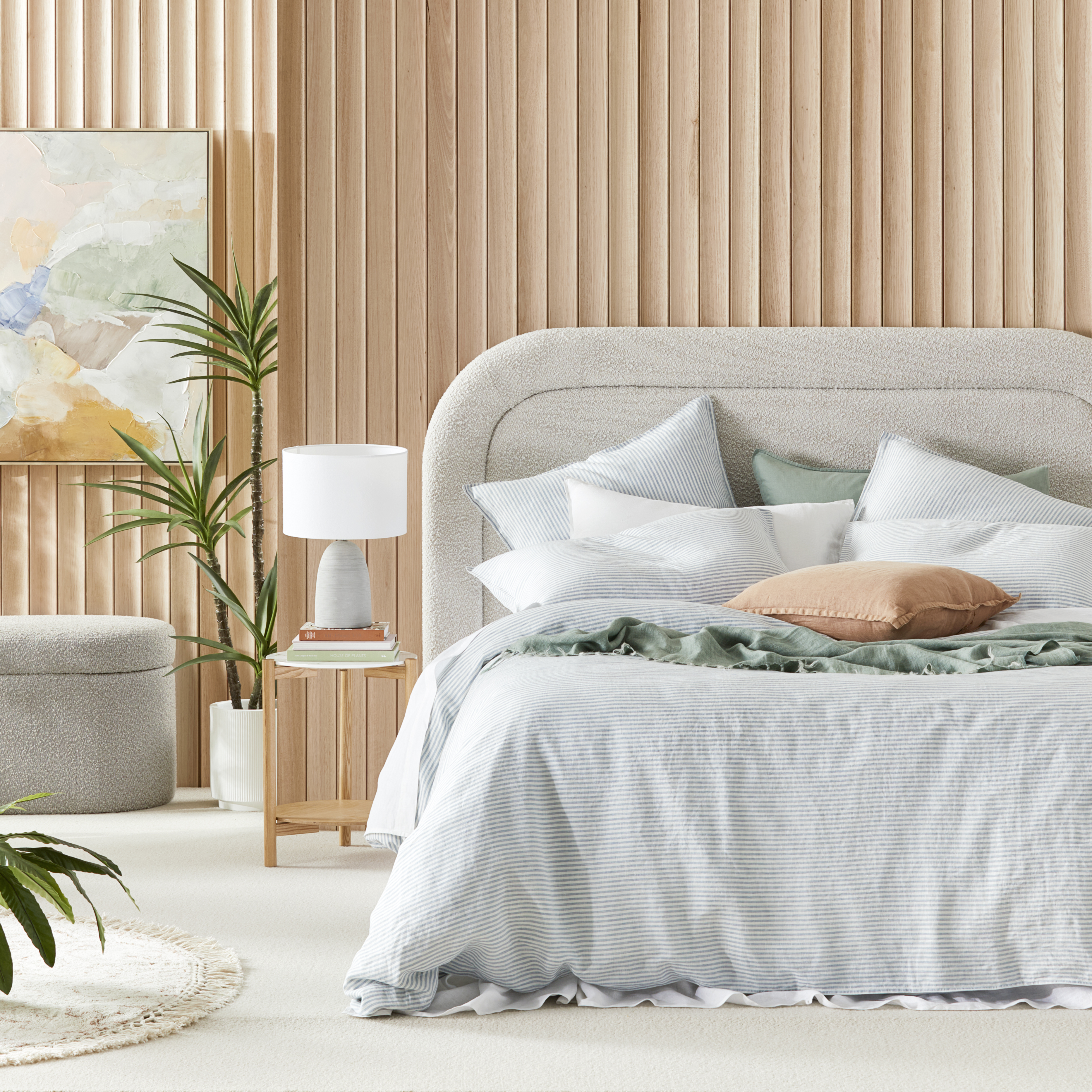 Vintage Washed Linen Blue Stripe Quilt Cover Separates