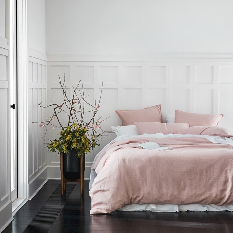 Vintage Washed Linen Nude Pink Quilt Cover Separates