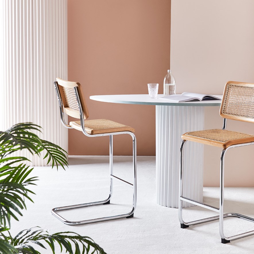 Somers Natural Rattan & Chrome Counter Stool