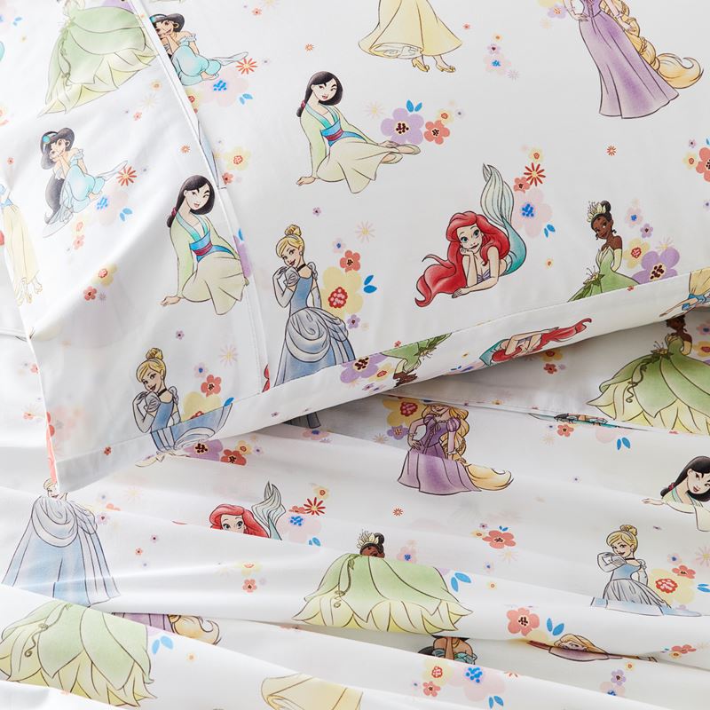 Disney Flower Princess White Sheet Set