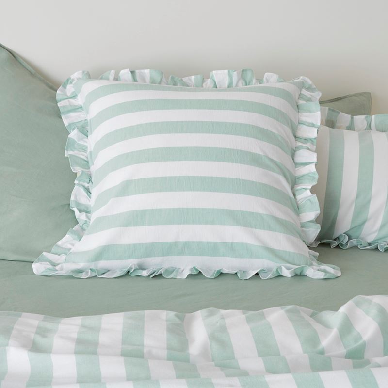 Ruffle Mint Blue Stripe Quilt Cover Set + Separates