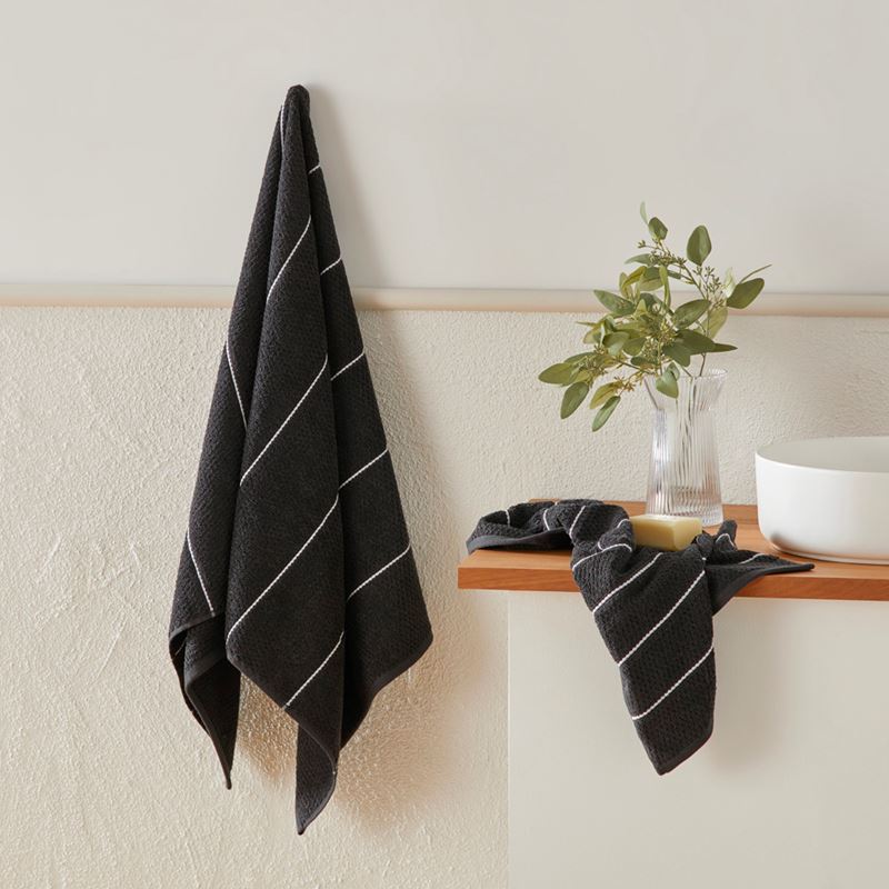 Dakota Black Stripe Bath Towel Range