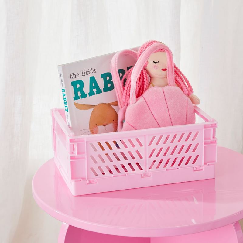 Foldable Pink Medium Storage Boxes Pack of 2