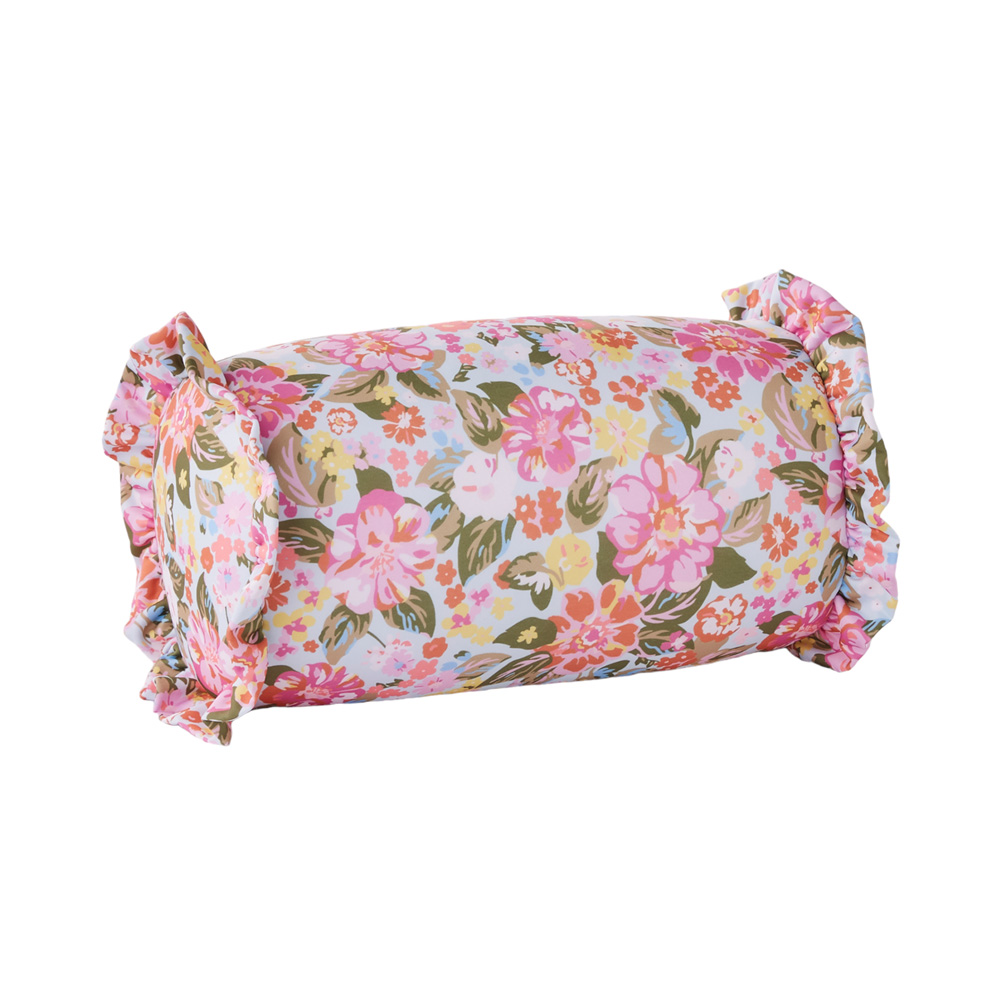 Byron Floral Blue Cylinder Beach Pillow